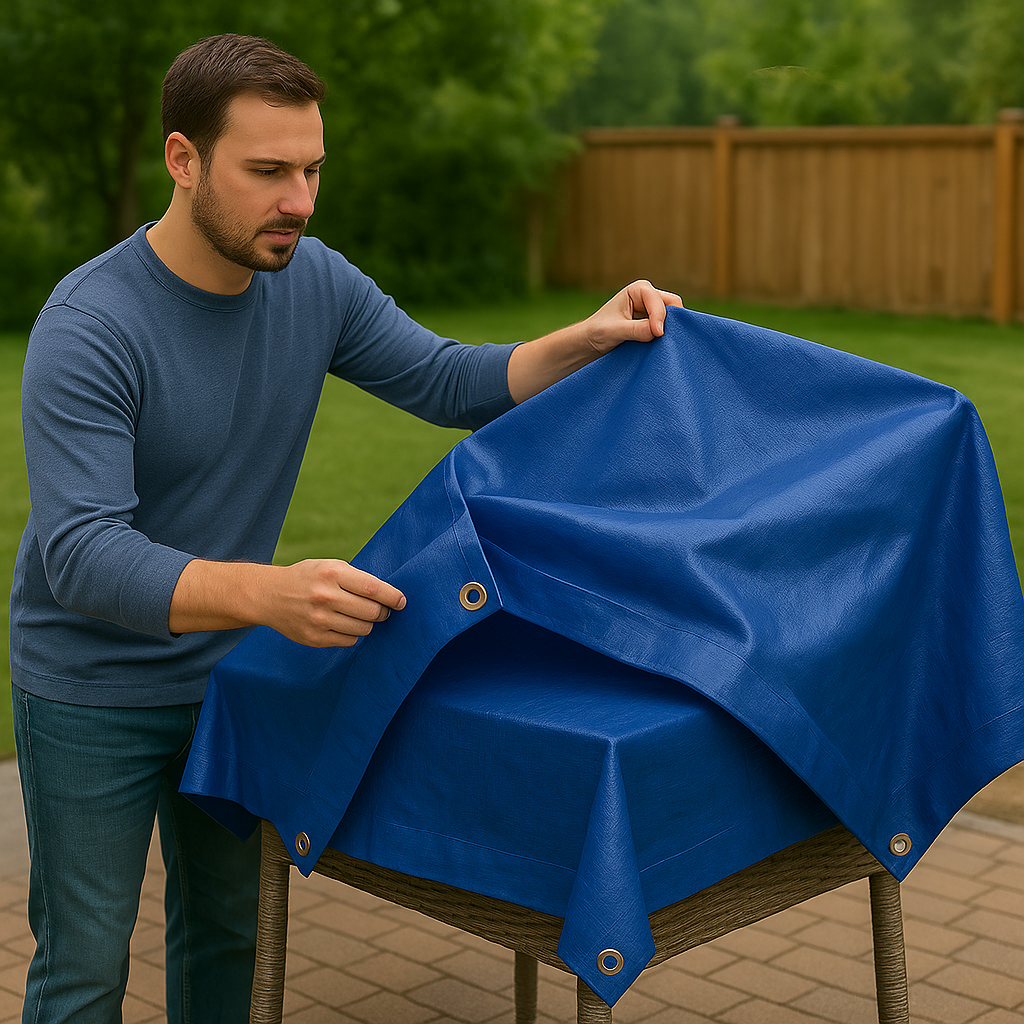 265GSM Heavy Duty Waterproof Tarp – Blue 16 Mil Tough Cover for Industrial, Commercial & Home Use