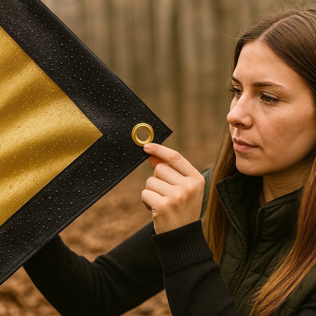Black/Gold 270GSM Heavy Duty Waterproof Tarpaulin – Premium All Weather Cover – Ideal for Camping, DIY & Outdoor Protection