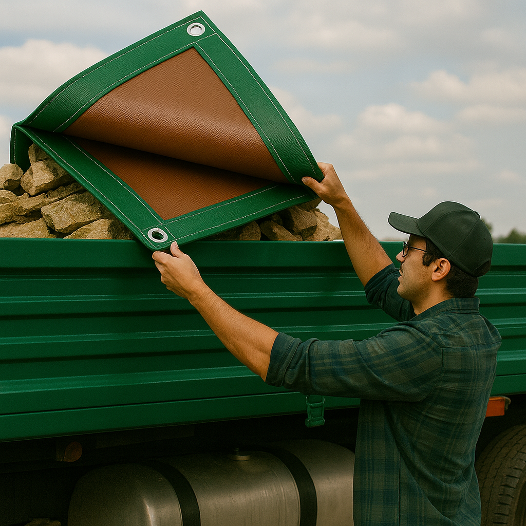 Premium 250gsm Green/Brown Heavy Duty Tarpaulin – Waterproof, UV Proof, Outdoor Sheet for Gardens & Construction Use