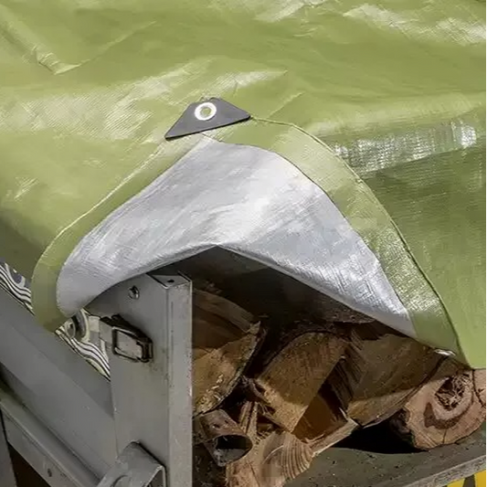 270GSM Green/Silver Waterproof Tarpaulin Cover - Reinforced Corners & Brass Eyelets - Ideal for Camping, Garden & Shelter