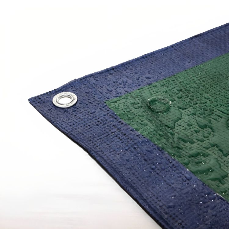Waterproof Budget Tarpaulin 70gsm - Blue/Green - Lightweight Cover with Eyelets for DIY, Garden & Site Use